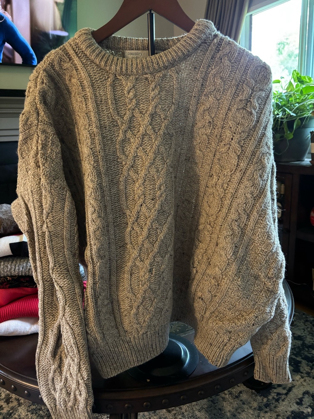 Country Road Men's /women's Cable Knit Crewneck Sweater - Taupe